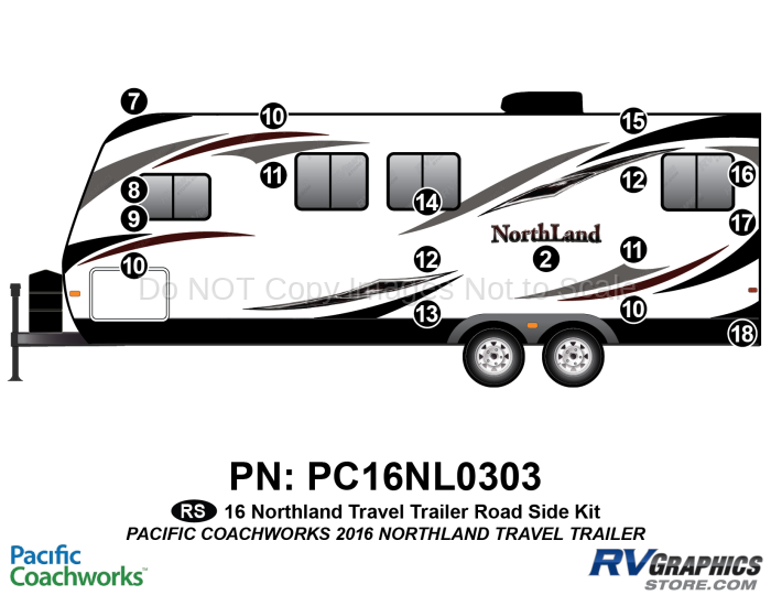17 Piece 2016 NorthLand Travel Trailer Roadside Graphics Kit