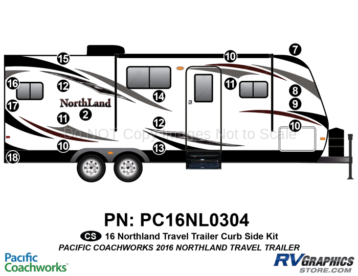 17 Piece 2016 NorthLand Travel Trailer Curbside Graphics Kit