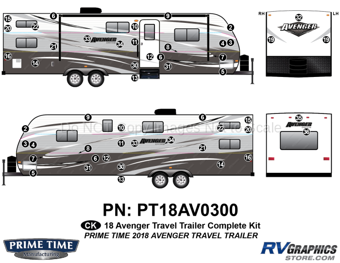 51 Piece 2018 Avenger Travel Trailer Complete Graphics Kit
