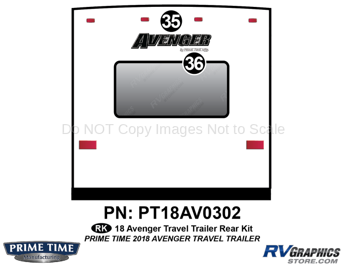 2 Piece 2018 Avenger Travel Trailer Rear Graphics Kit