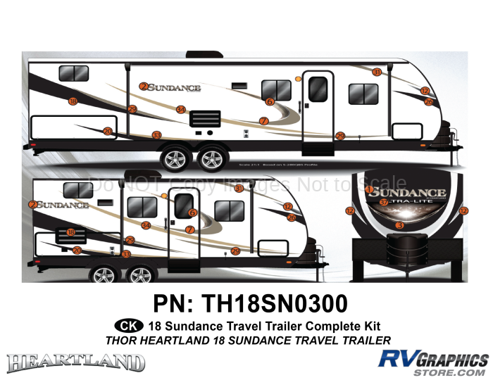 30 Piece 2018 Sundance XLT Travel Trailer Complete Graphics Kit