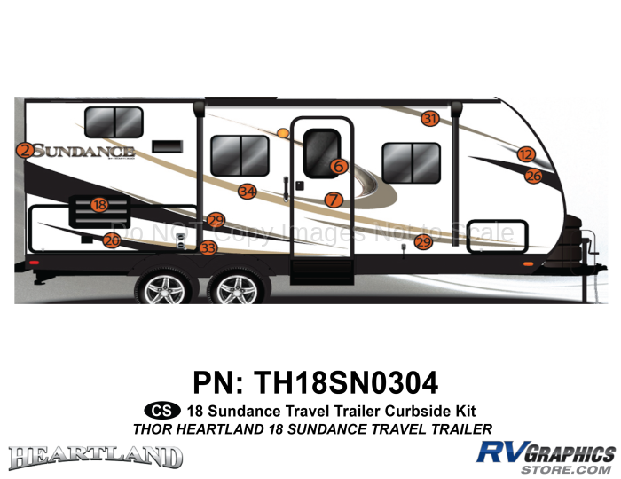 12 Piece 2018 Sundance XLT Travel Trailer Curbside Graphics Kit