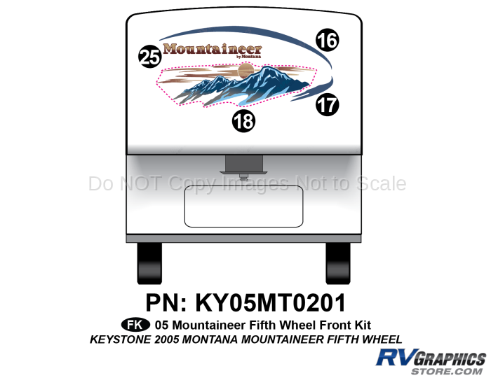 KY05MT0201 4 Piece 2005 Mountaineer Fifth Wheel Front Graphics Kit