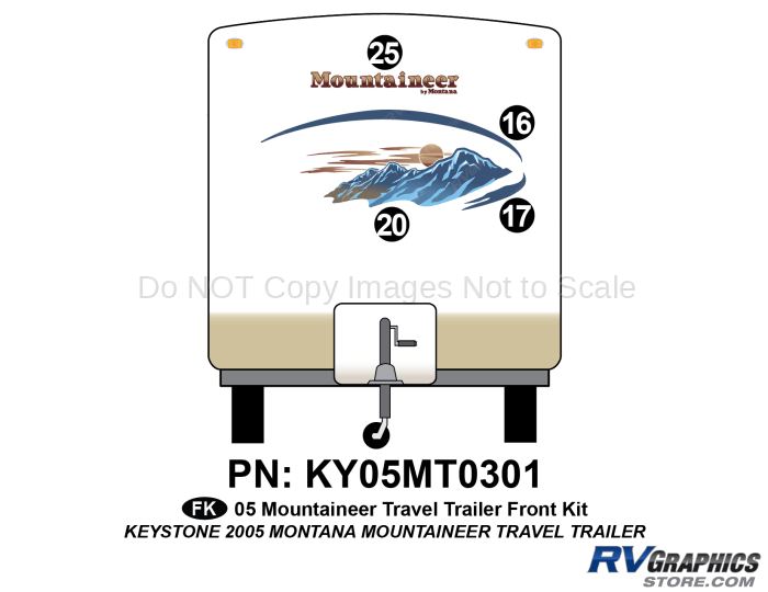 KY05MT0301 4 Piece 2005 Mountaineer Travel Trailer Front Graphics Kit