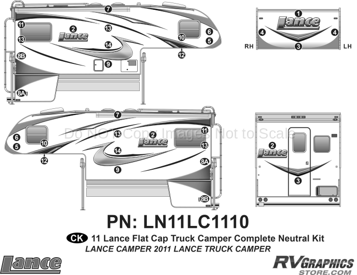 32 Piece 2011 Lance Truck Camper Flat Cap Complete Graphics Kit-Nation Neutral