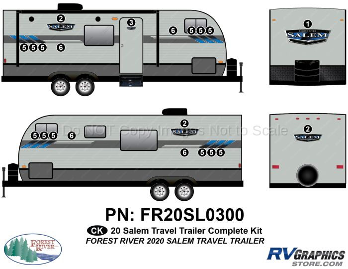 21 Piece 2020 Salem Travel Trailer Complete Graphics Kit
