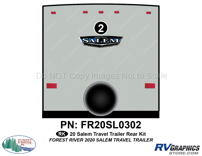 1 Piece 2020 Salem Travel Trailer Rear Graphics Kit