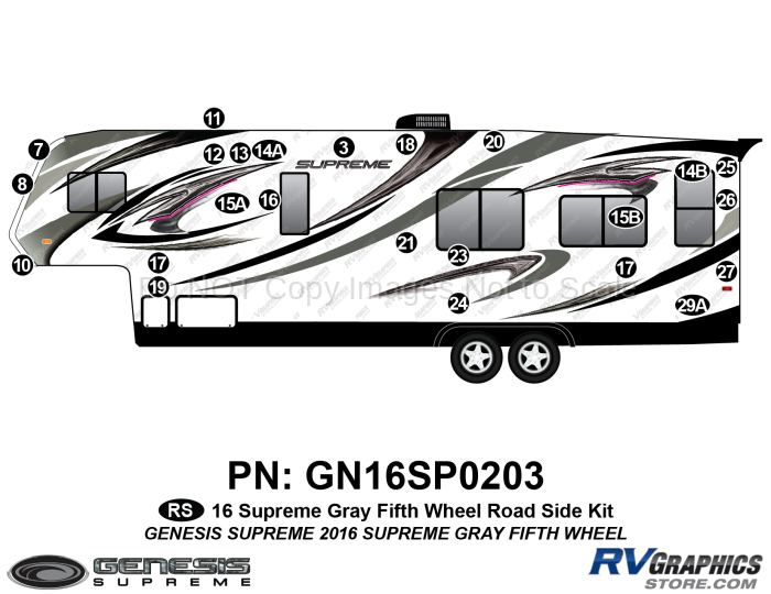 24 Piece 2016 Supreme Fifth Wheel Roadside RV Graphics Kit