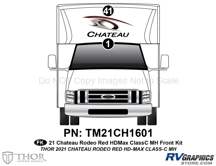 2 Piece 2021 Chateau Motorhome Front Graphics Kit Red Version