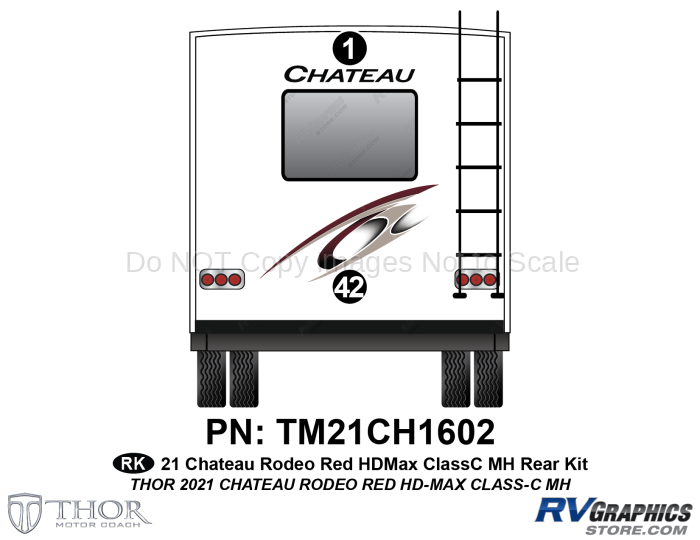 2 Piece 2021 Chateau Motorhome Rear Graphics Kit Red Version