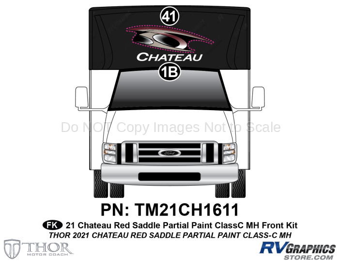 2 Piece 2021 Chateau Motorhome Front Graphics Kit Red Version-Partial Paint