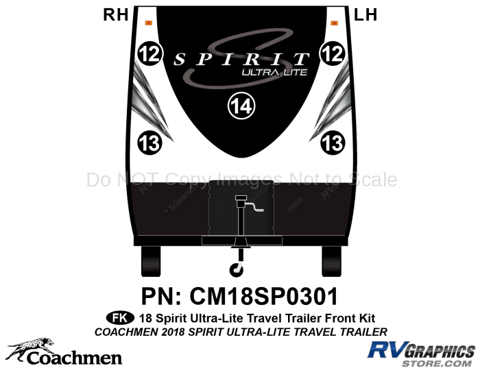 5 Piece 2018 Spirit UltraLite Travel Trailer Front RV Graphics Kit