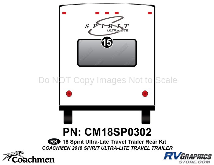 1 Piece 2018 Spirit UltraLite Travel Trailer Rear RV Graphics Kit