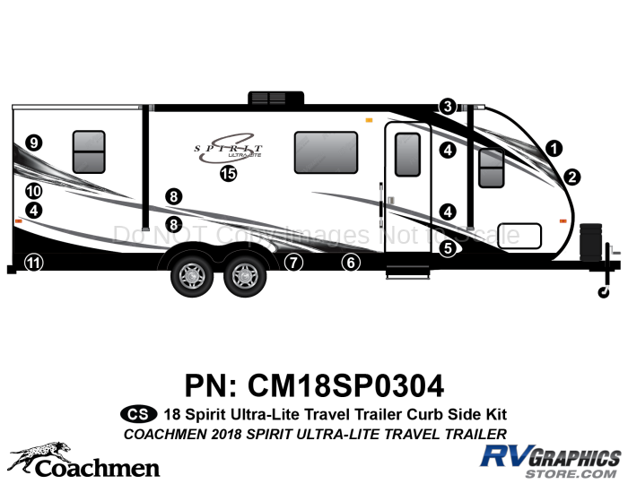 15 Piece 2018 Spirit UltraLite Travel Trailer Curbside RV Graphics Kit