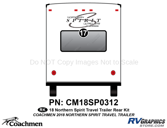 1 Piece 2018 Northern Spirit Travel Trailer Rear RV Graphics Kit