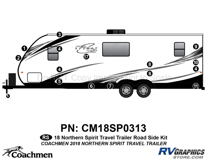 15 Piece 2018 Northern Spirit Travel Trailer Roadside RV Graphics Kit