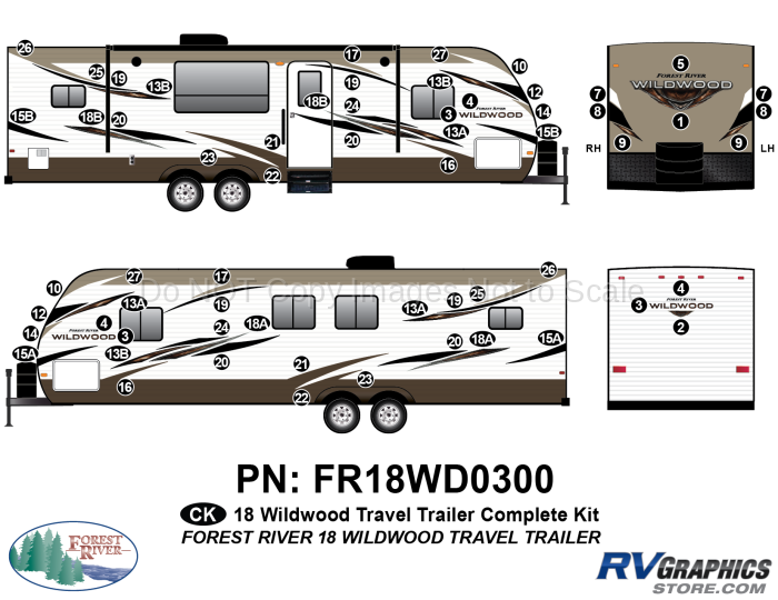 61 Piece 2018 Wildwood Travel Trailer Complete Graphics Kit