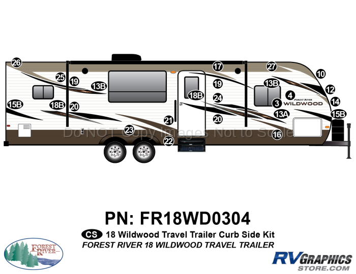 25 Piece 2018 Wildwood Travel Trailer Curbside Graphics Kit