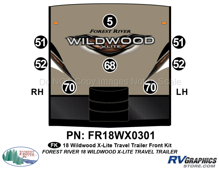 8 Piece 2018 Wildwood X-Lite Travel Trailer Complete Graphics Kit