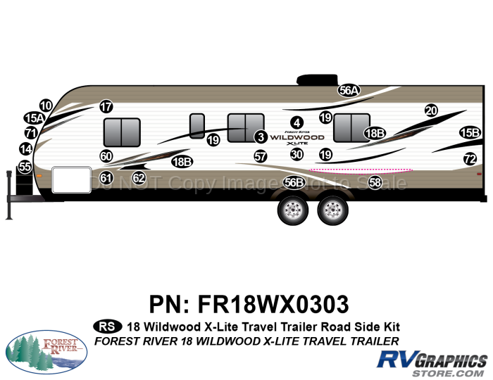 24 Piece 2018 Wildwood X-Lite Travel Trailer Roadside Graphics Kit