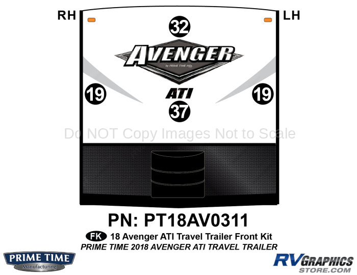 4 Piece 2018 Avenger ATI Travel Trailer Front Graphics Kit