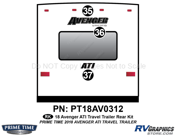 2 Piece 2018 Avenger ATI Travel Trailer Rear Graphics Kit