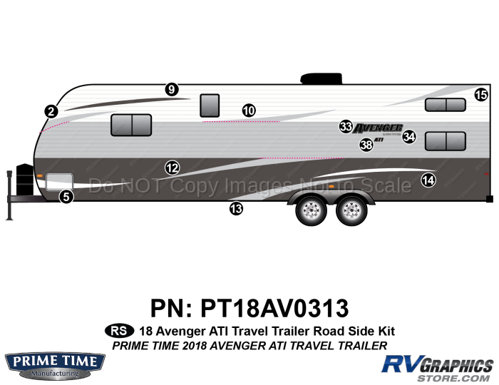 11 Piece 2018 Avenger ATI Travel Trailer Roadside Graphics Kit