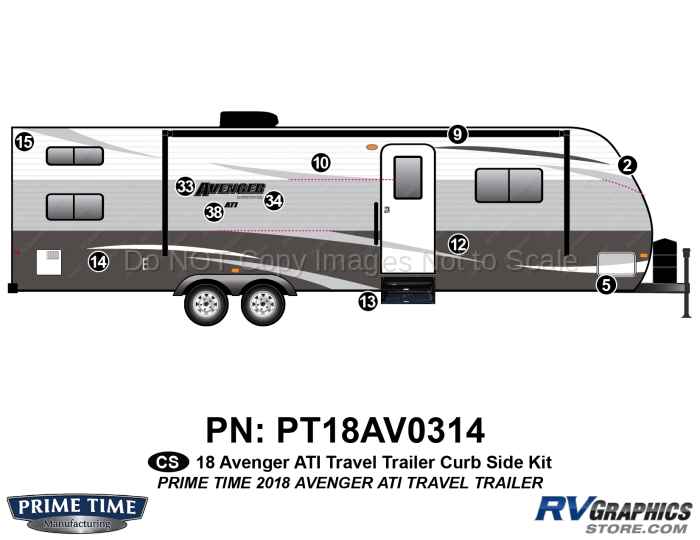 11 Piece 2018 Avenger ATI Travel Trailer Curbside Graphics Kit