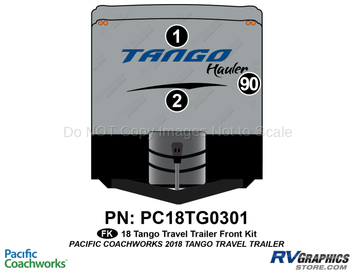 3 Piece 2018 Tango Hauler Travel Trailer Front Graphics Kit