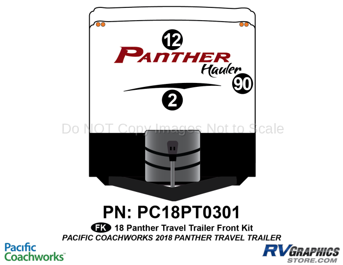 3 Piece 2018 Panther Hauler Travel Trailer Front Graphics Kit