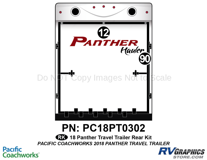 2 Piece 2018 Panther Hauler Travel Trailer Rear Graphics Kit