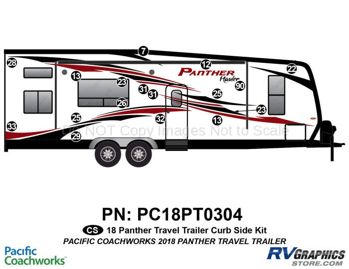 17 Piece 2018 Panther Hauler Travel Trailer Curbside Graphics Kit
