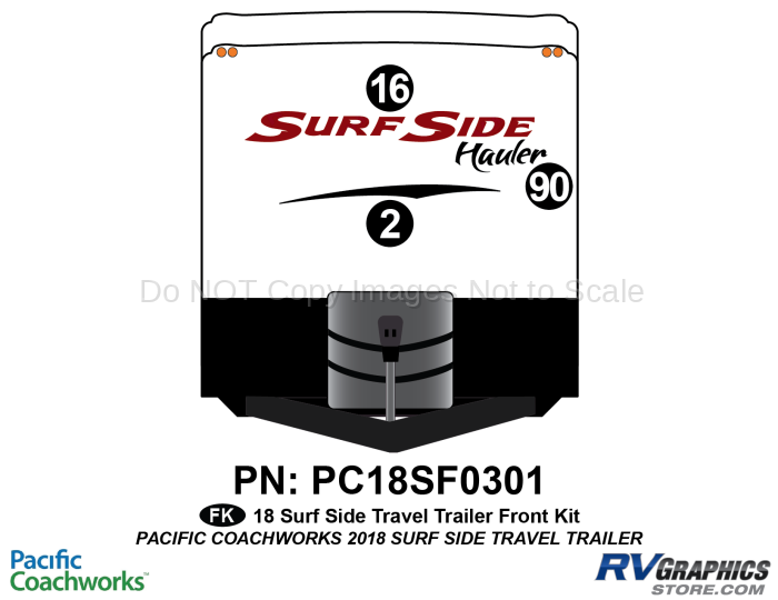 3 Piece 2018 Surf Side Hauler Travel Trailer Front Graphics Kit
