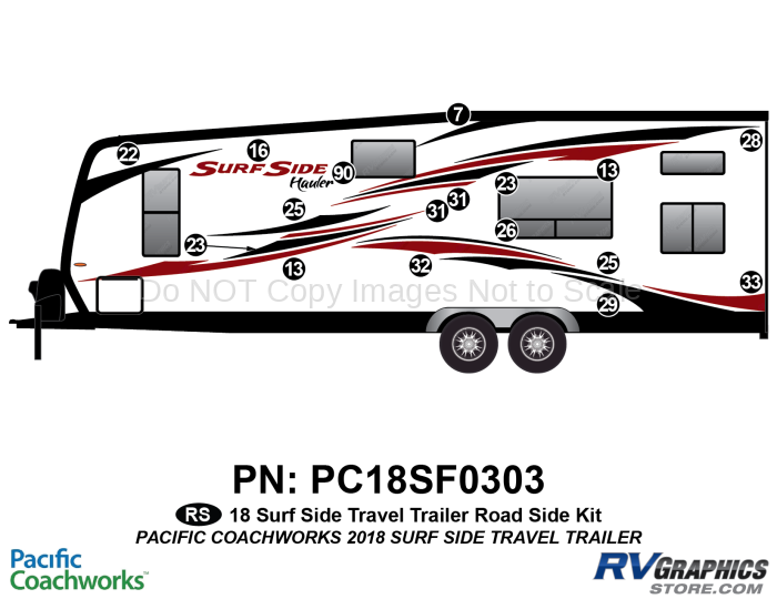 17 Piece 2018 Surf Side Hauler Travel Trailer Roadside Graphics Kit