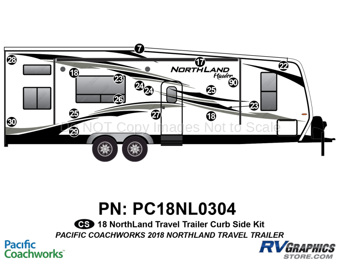 17 Piece 2018 Northland Hauler Travel Trailer Curbside Graphics Kit