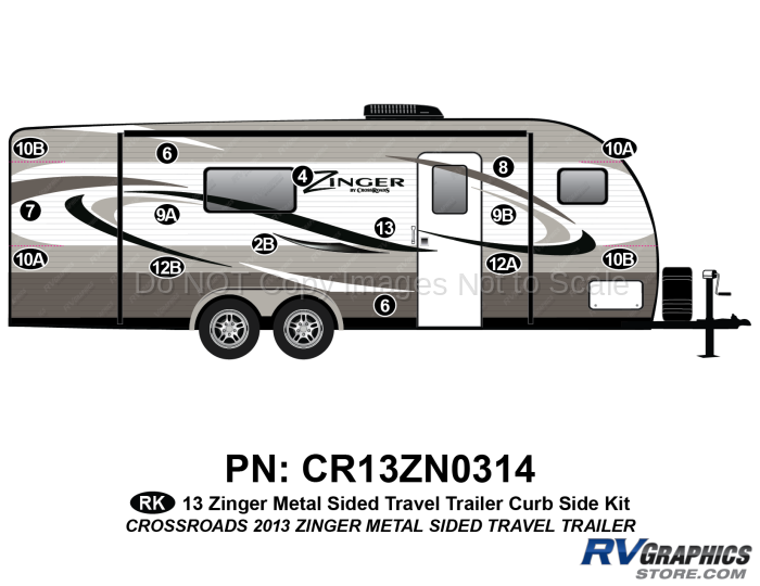 15 Piece 2013 Zinger Metal Wall Travel Trailer Curbside Graphics Kit