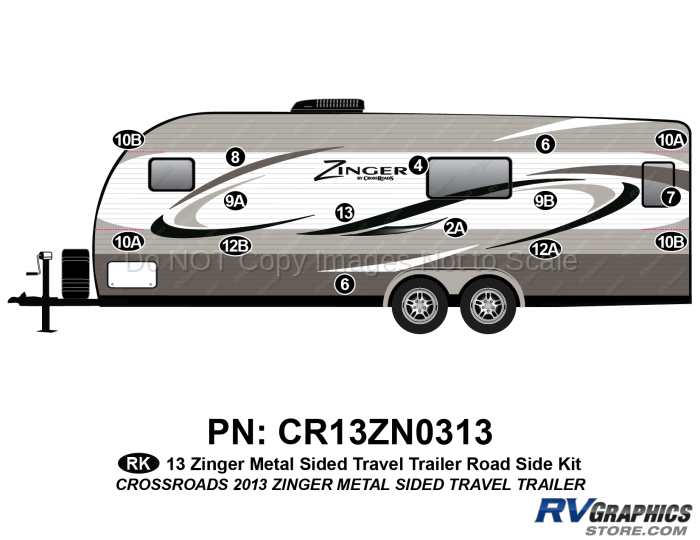 15 Piece 2013 Zinger Metal Wall Travel Trailer Roadside Graphics Kit