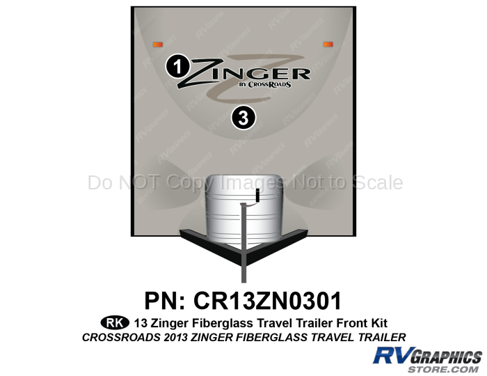 2 Piece 2013 Zinger Fiberglass Wall Travel Trailer Front Graphics Kit