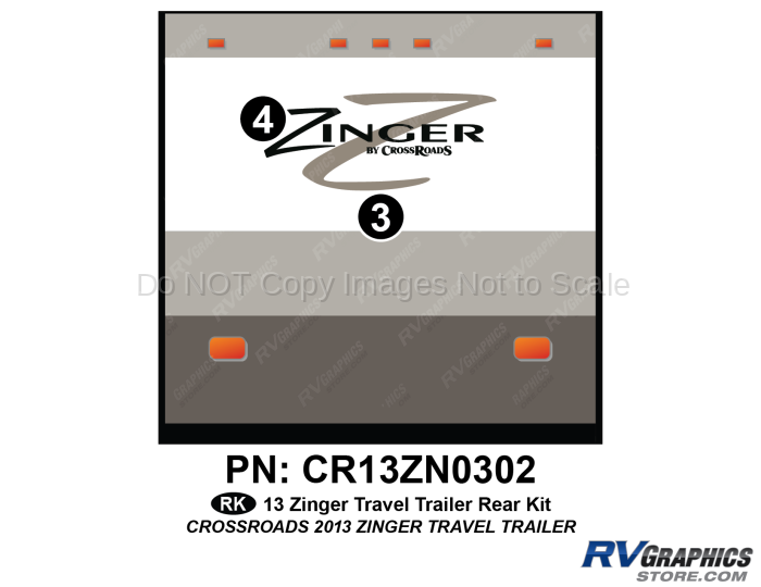 2 Piece 2013 Zinger Fiberglass Wall Travel Trailer Rear Graphics Kit