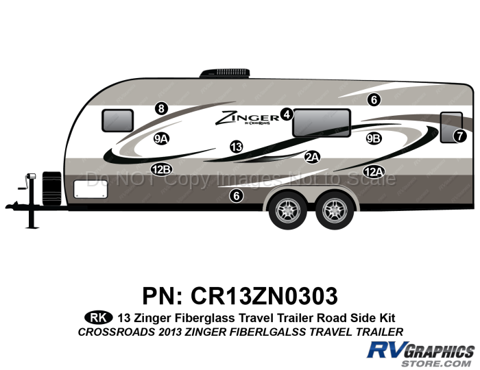 11 Piece 2013 Zinger Fiberglass Wall Travel Trailer Roadside Graphics Kit