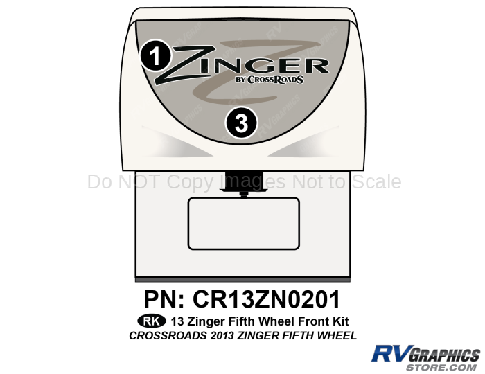 2 Piece 2013 Zinger Fiberglass Wall Fifth Wheel Front Graphics Kit