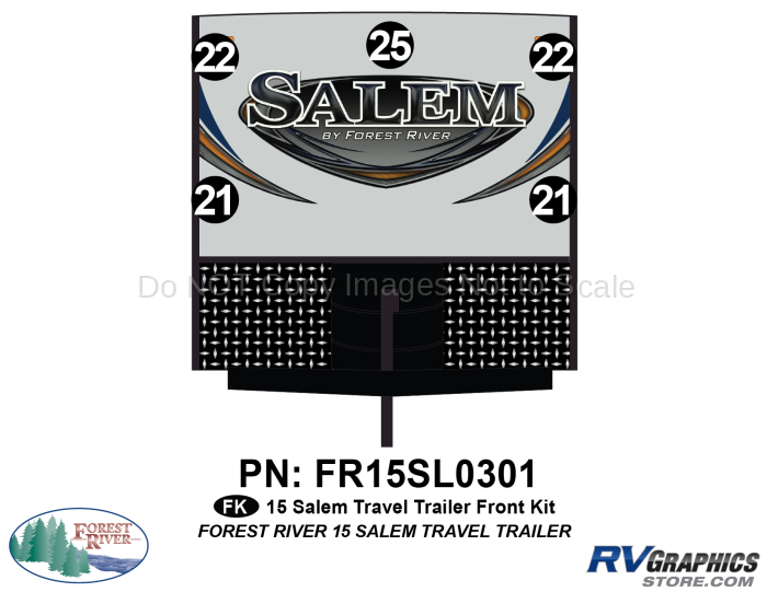5 Piece 2015 Salem Travel Trailer Front Graphics Kit