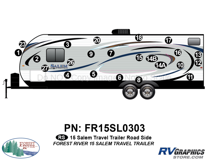 23 Piece 2015 Salem Travel Trailer Roadside Graphics Kit