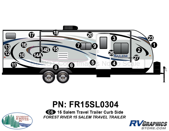 23 Piece 2015 Salem Travel Trailer Curbside Graphics Kit