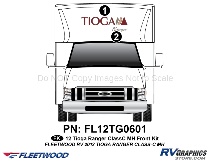 2 Piece 2012 Tioga Ranger Motorhome Front Graphics Kit