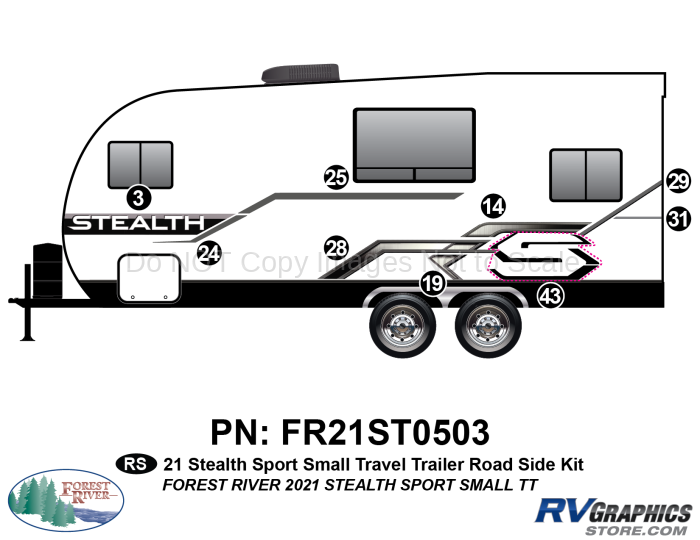 9 Piece 2021 Stealth Small Travel Trailer Roadside Graphics Kit