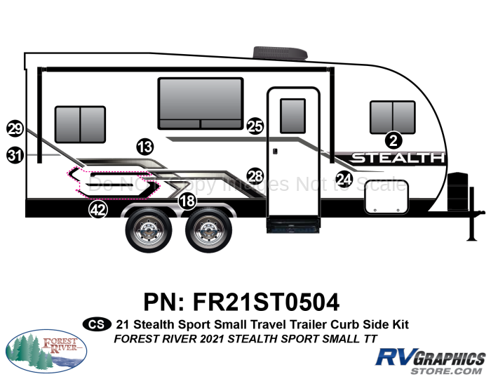 9 Piece 2021 Stealth Small Travel Trailer Curbside Graphics Kit