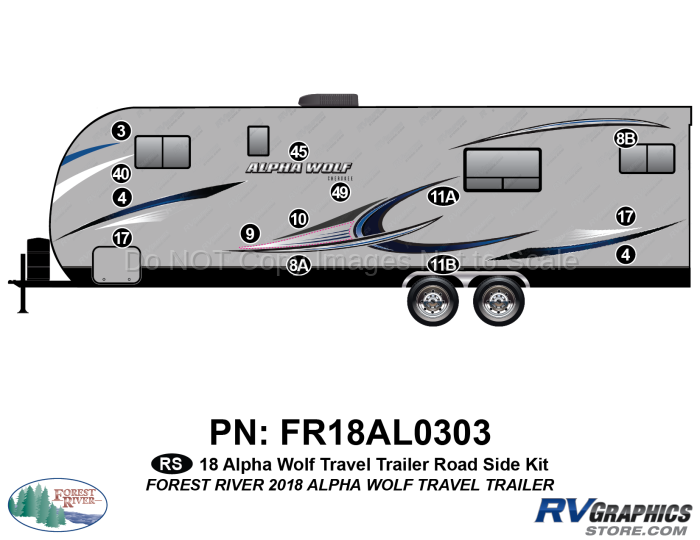14 Piece 2018 Alpha Wolf Travel Trailer Roadside Graphics Kit