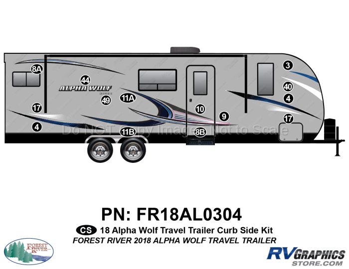 14 Piece 2018 Alpha Wolf Travel Trailer Curbside Graphics Kit