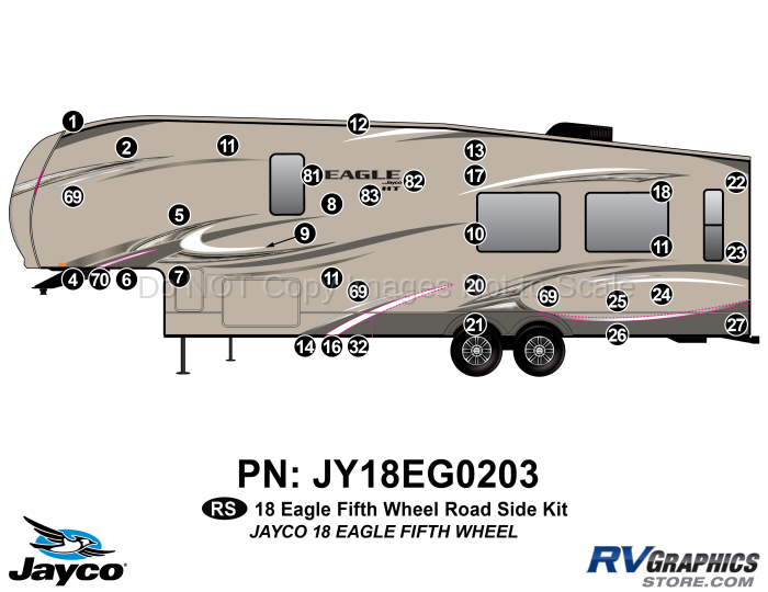 34 Piece 2018 Jayco Eagle FW Roadside Graphics Kit